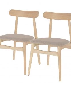 Norrwood Esszimmerstuhl Apukka (2er-Set) - Webstoff / Gummibaum massiv - Sahara