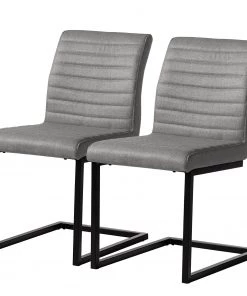 Ars manufacti Freischwinger Finga III (2er-Set) - Flachgewebe / Eisen - Grau / Schwarz