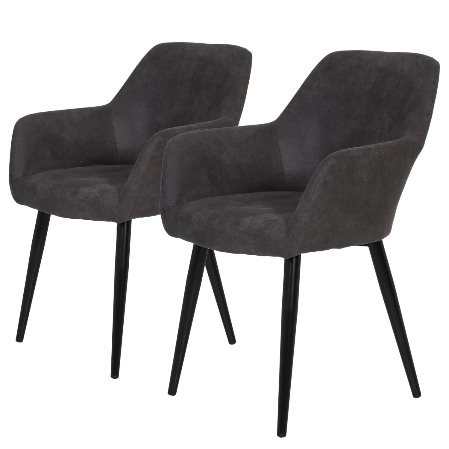 Loftscape Armlehnenstuhl Trappe (2er-Set) - Microfaser / Stahl - Anthrazit 1 Loftscape Armlehnenstuhl Trappe (2er-Set) - Microfaser / Stahl - Anthrazit