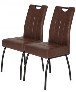 Loftscape Polsterstuhl Brookville - Microfaser / Stahl - Braun - 2er Set