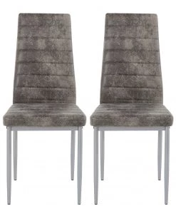 Loftscape Polsterstuhl Orelle II (2er-Set) - Microfaser / Eisen - Grau