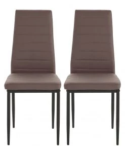 Loftscape Polsterstuhl Orelle I (2er-Set) - Kunstleder / Eisen - Cappuccino / Schwarz