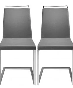 Loftscape Freischwinger Ibos (2er-Set) - Kunstleder / Chrom - Grau