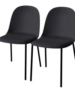Loftscape Esszimmerstuhl Borny I (2er-Set) - Kunststoff / Eisen - Schwarz