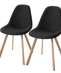 Norrwood Esszimmerstuhl Villars (2er-Set) - Webstoff / Eisen - Schwarz