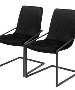 Loftscape Freischwinger Lezan I (2er-Set) - Plüschsamt / Eisen - Schwarz