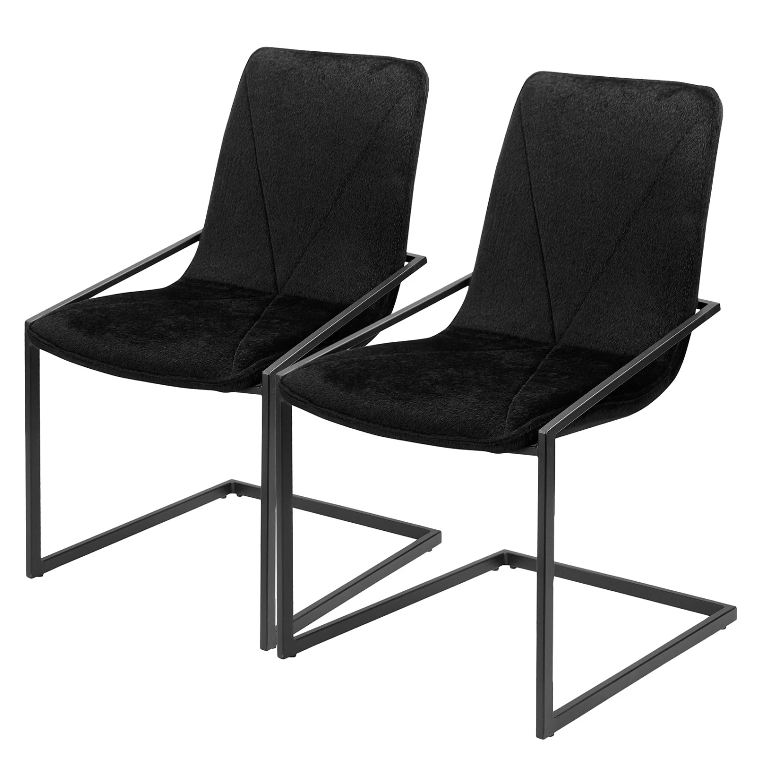 Loftscape Freischwinger Lezan I (2er-Set) - Plüschsamt / Eisen - Schwarz 1 Loftscape Freischwinger Lezan I (2er-Set) - Plüschsamt / Eisen - Schwarz