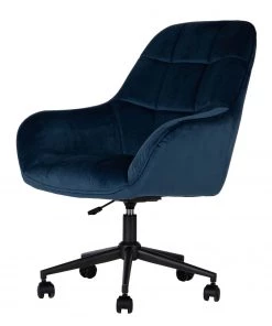 Furnitive Bürostuhl Valady I - Samt / Eisen - Blau / Schwarz