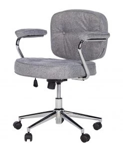 Furnitive Bürostuhl Orlu II - Webstoff / Eisen - Hellgrau / Chrom