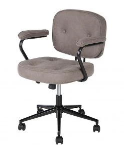 Furnitive Bürostuhl Orlu I - Microfaser / Eisen - Vintage Taupe / Schwarz