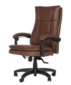 Furnitive Chefsessel Wisdom - Microfaser / Kunststoff - Vintage Braun / Schwarz