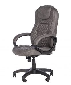 Furnitive Chefsessel Loyalton - Microfaser / Kunststoff - Vintage Grau / Schwarz