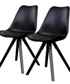 Norrwood Esszimmerstuhl Trebes I (2er-Set) - Kunststoff / Gummibaum massiv - Schwarz / Schwarz