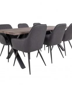 Red Living Armlehnenstuhl Pierry I (2er-Set) - Kunstleder / Stahl - Vintage Grau -Deutschland Stühle Verkaufs-Shop 1000231016 201125 16492300079 DETAILS P000000001000231016