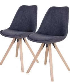 Norrwood Esszimmerstuhl Trebes II (2er-Set) - Webstoff / Holz - Dunkelgrau