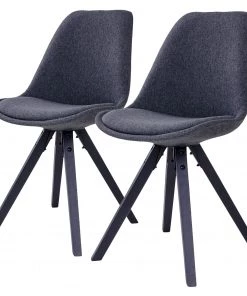 Norrwood Esszimmerstuhl Trebes III (2er-Set) - Webstoff / Gummibaum massiv - Dunkelgrau / Schwarz