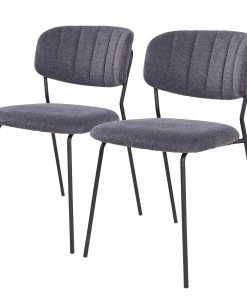 Loftscape Polsterstuhl Muel I (2er-Set) - Webstoff / Stahl - Grau