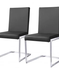 Loftscape Freischwinger Talcott (2er-Set) - Kunstleder / Chrom - Schwarz