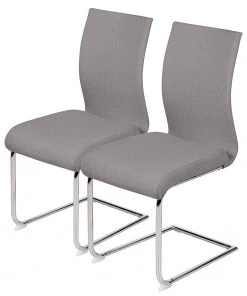 Loftscape Freischwinger Lunery I (2er-Set) - Webstoff / Stahl - Grau