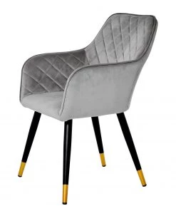 Jack & Alice Armlehnenstuhl Mardore - Samt / Stahl - Platingrau