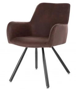 Mørteens Armlehnenstuhl Ternes - Microfaser / Stahl - Dunkelbraun / Schwarz