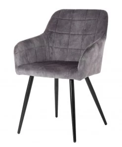 Jack & Alice Armlehnenstuhl Vieville - Samt / Stahl - Dunkelgrau / Schwarz