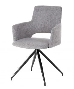 Mørteens Armlehnenstuhl Publier - Webstoff / Stahl - Grau meliert / Schwarz
