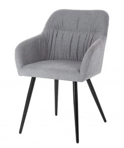 Mørteens Armlehnenstuhl Senon - Webstoff / Stahl - Grau meliert / Schwarz