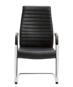 Mayer Sitzmöbel Freischwinger myDELUXE ll - Leder & Kunstleder / Chrom - Schwarz