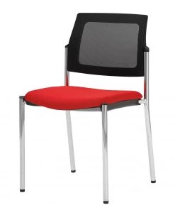 Mayer Sitzmöbel Stapelstuhl myPLANO III - Flachgewebe / Chrom - Kirschrot