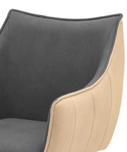 Ars manufacti Armlehnenstuhl Noyack (2er-Set) - Microfaser / Metall - Grau & Beige / Anthrazit -Deutschland Stühle Verkaufs-Shop 1000240191 210106 06545300003 DETAILS P000000001000240191