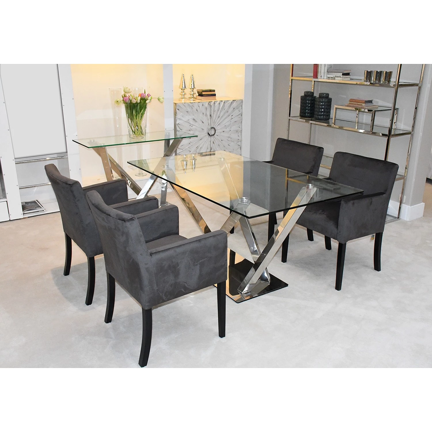 Velvet Studio Armlehnstuhl Meaux - Samt / Buche massiv - Anthrazit / Schwarz 2 Velvet Studio Armlehnstuhl Meaux - Samt / Buche massiv - Anthrazit / Schwarz – Bild 2