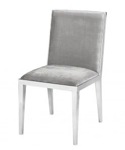 Velvet Studio Polsterstuhl Le Marin - Samt / Edelstahl - Hellgrau / Silber