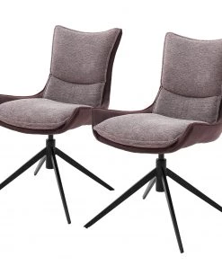 Loftscape Polsterstuhl Ramilles (2er-Set) - Chenille & Microfaser / Stahl - Rostbraun
