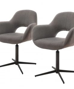 Loftscape Polsterstuhl Glomel II (2er-Set) - Chenille & Microfaser - Cappuccino - Schwarz