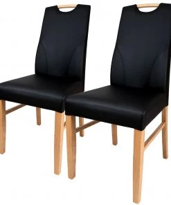 Naturoo Polsterstuhl Lullin (2er-Set) - Wildeiche massiv - Schwarz