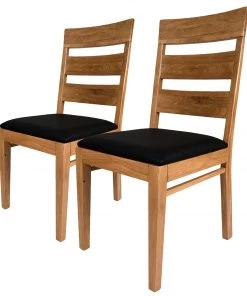 Naturoo Esszimmerstuhl Pallud I (2er-Set) - Wildeiche massiv - Schwarz