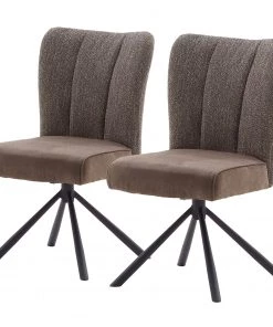 Fredriks Esszimmerstuhl Arleta II (2er-Set) - Microfaser & Strukturstoff / Stahl - Cappuccino