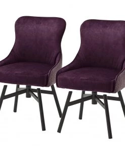 Fredriks Polsterstuhl Stalewell II (2er-Set) - Microfaser & Strukturstoff / Stahl - Bordeaux