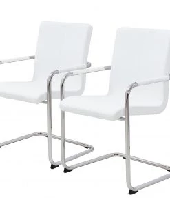 Now! by hülsta Freischwinger hülsta now S17 (2er-Set) - Kunstleder / Stahl - Weiß