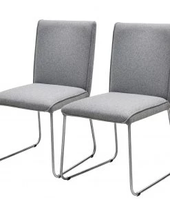 Now! by hülsta Polsterstuhl hülsta now S21-1 (2er-Set) - Flachgewebe / Stahl - Grau