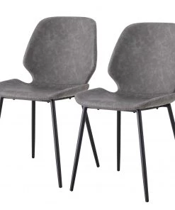 Mørteens Esszimmerstuhl Reallon (2er-Set) - Kunstleder / Eisen - Grau / Schwarz