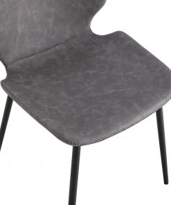 Mørteens Esszimmerstuhl Reallon (2er-Set) - Kunstleder / Eisen - Grau / Schwarz -Deutschland Stühle Verkaufs-Shop 1000244973 211006 08515500087 DETAILS P000000001000244973