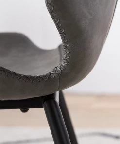 Mørteens Esszimmerstuhl Reallon (2er-Set) - Kunstleder / Eisen - Grau / Schwarz -Deutschland Stühle Verkaufs-Shop 1000244973 220408 032 DETAILS P000000001000244973