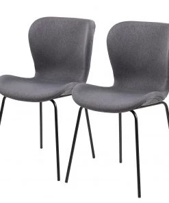 Mørteens Esszimmerstuhl Livaras VI (2er-Set) - Webstoff / Eisen - Grau / Schwarz