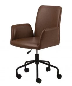 Fredriks Bürostuhl Mailly - Kunstleder / Eisen - Vintage Braun / Schwarz