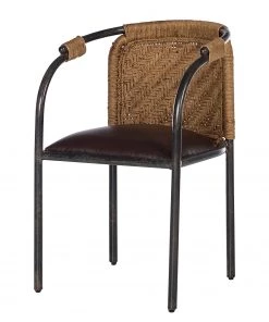 Ars manufacti Armlehnenstuhl Dissay - Jute geflochten / Eisen - Natur / Schwarz