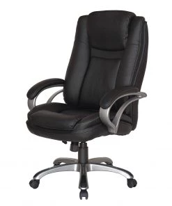 Furnitive Chefsessel Roynac - Kunstleder / Kunststoff - Schwarz / Silber