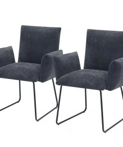 Red Living Armlehnenstuhl Malaville (2er-Set) - Chenille / Eisen - Grau / Schwarz