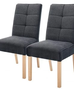 Norrwood Polsterstuhl Brachy (2er-Set) - Flachgewebe / Buche massiv - Anthrazit